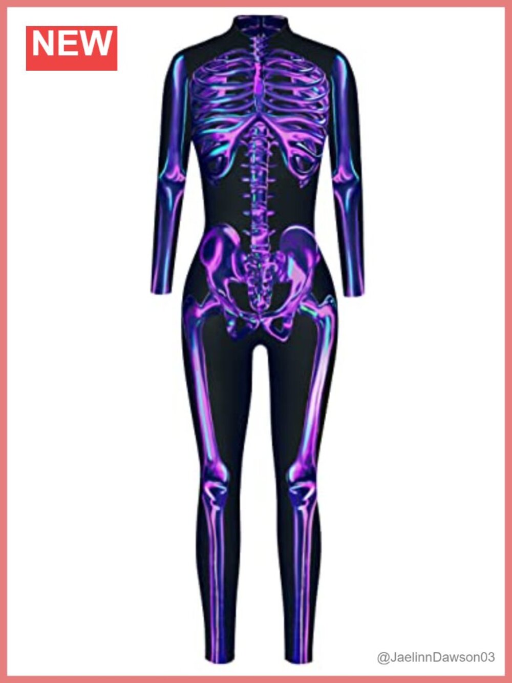 Skeleton Jumpsuit Halloween Costume Long Sleeve Catsuit Bodysuit Cosplay